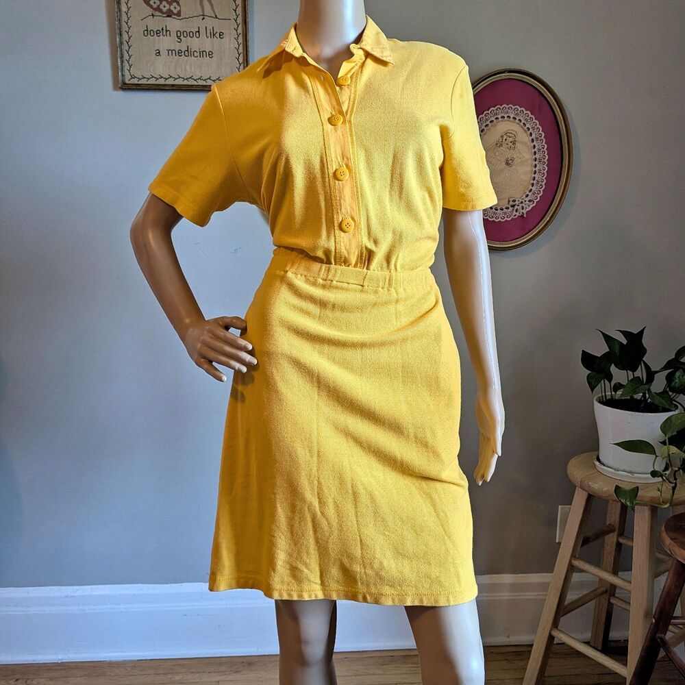 Vintage 1990s Liz Claiborne Sportdress Yellow Tennis Athleisure Mini Size SP
